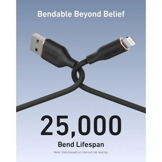 Anker PowerLine III Flow USB-A to Lighting Cable 6Ft - Black | A85A1012